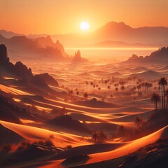 Naklejka premium sunset in the mountains