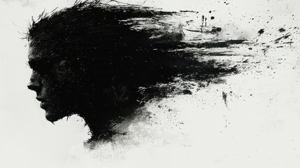 Abstract black and white portrait