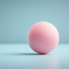 Minimalist Pink Sphere with Subtle Texture Against a Soft Blue Background in a Contemporary Setting
