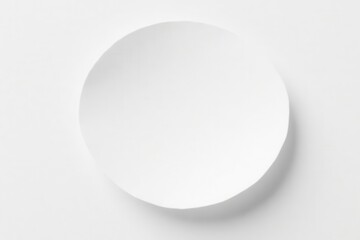 Pure white round paper sticker on white background, ideal for mockup , round, illustration