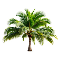 Obraz premium Single Exotic Palm Tree with Curved Trunk, PNG with Transparent Background
