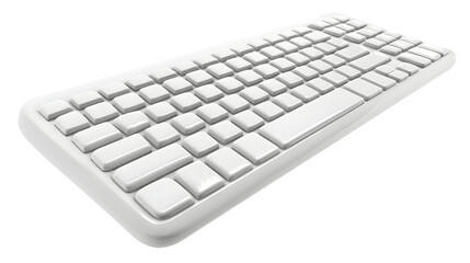 A sleek white keyboard set against a clean white background, showcasing a modern and minimalist design.