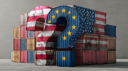 Obraz premium A striking visual of shipping containers in American and European styles, highlighting trade themes and global commerce.