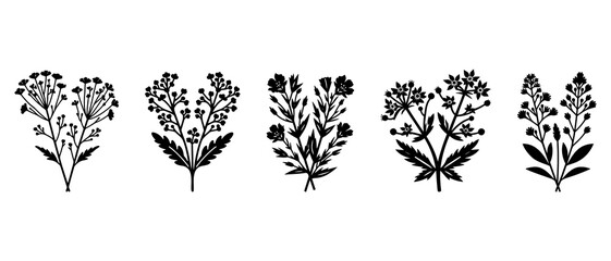 Wild Flower Double Stick Silhouette Black Filled - Vector Illustration Icon.