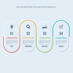 Neumorphism  Round Infographic Design 4 Steps