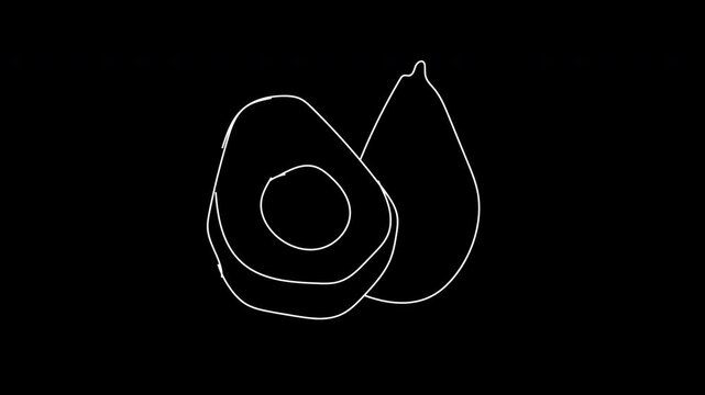 Colorful Scribble Hand Drawn Fruits Animation On Alpha Channel Screen, Banana, Apple, Papaya, Graps, Scribble Hand Drawn Motion Fruits On Alpha Background Animation. 5 Different Colorful Hand Drawn