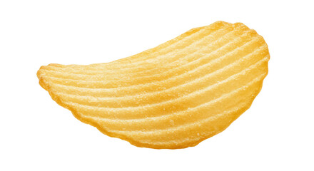 One tasty ridged potato chip in air isolated on white