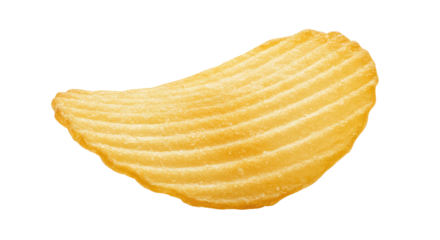 One tasty ridged potato chip in air isolated on white
