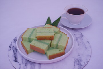 Pandan Cake with Tea A Delicious Indonesian Treat