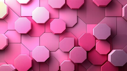 there are many pink and white hexagons on a pink wall