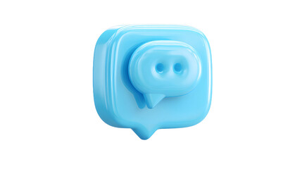 A glossy blue chat bubble icon, symbolizing communication and messaging in a modern digital age.