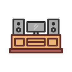 Fototapeta premium Outline filled entertainment center for media rooms