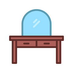 Outline filled dresser desk vector for vanity use
