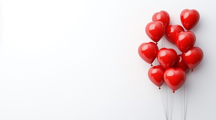 Obraz premium 赤色のハートの風船のイメージ、白背景