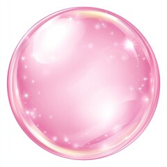Translucent Pink Bubble with Shiny Surface and Sparkles Floating in a Soft Background