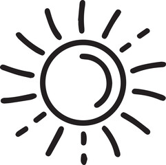 Outlined Solar Sun Icon | Minimalist Sun Illustration | Bright Day & Solar Concept Icon | Renewable Energy Vector Graphic