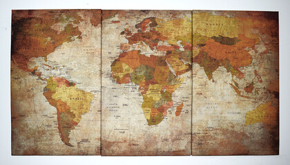 The world map is stylized as ancient.