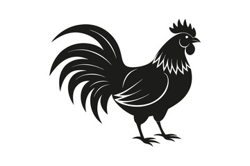 Rooster silhouette vector illustration isolated on white background