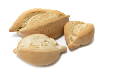 Traditional sevillian bread roll on white background.