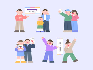 People taking a proof photo after voting.