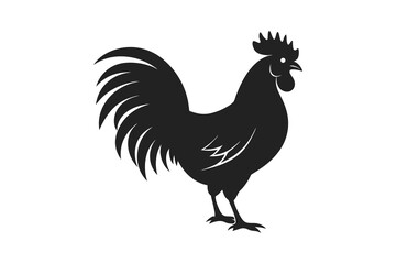 Rooster silhouette vector illustration isolated on white background