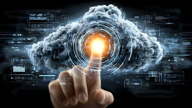 cloud authentication tech Cloud access fingerprint unlocks cloud access system with secure cloud access authentication in digital cloud access control. biometric digital access, secure cloud identity,