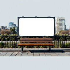 Street poster on the bench blank with white space for text urban mock up billboard blank mockup display empty poster advertising