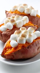 Delicious sweet potato with toasted marshmallows.