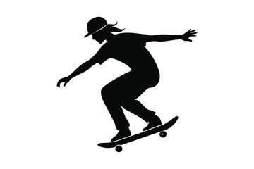 Fototapeta premium Boy on skateboard jumping vector illustration