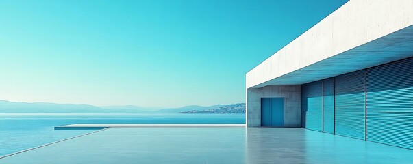 Obraz premium Oceanfront modern home; pool, sea view