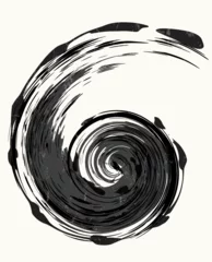 Gordijnen abstract circle or swirl brush strokes for background texture, hand drawn design, with strokes and splashes, in black and dark grey © Kirsten Hinte
