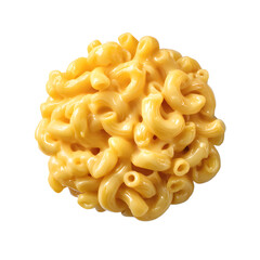 Classic mac and cheese photographed in studio setup with transparent background emphasizing gooey layers, baked surface, and comforting food presentation