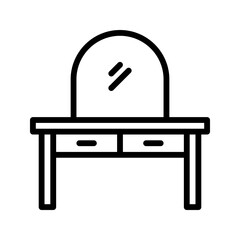 Dresser desk icon representing furniture for makeup, grooming, or personal workspace