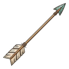 Hand-Drawn Arrow Illustration Isolated Native American Style Arrow Design on White Background