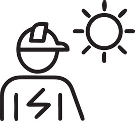 Solar Technician Line Icon – Clean Energy Worker Vector