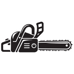 Chainsaw vector illustration, Chainsaw silhouette or vector icon with transparent. with white background