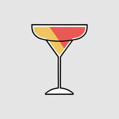 Flat style cocktail drink illustration with vibrant colors and citrus slice on white background