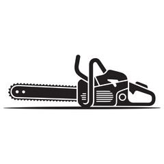 Chainsaw vector illustration, Chainsaw silhouette or vector icon with transparent. with white background