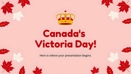 Naklejka premium Victoria Day celebratory presentation slide for Canadian national holiday events and educational history seminars