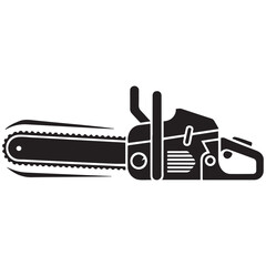 Chainsaw vector illustration, Chainsaw silhouette or vector icon with transparent. with white background