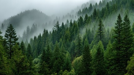 Fototapeta premium Misty forest landscape