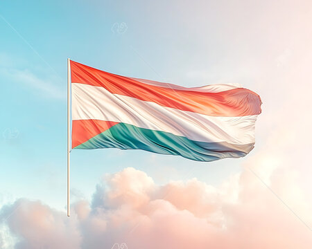 Waving Lesotho Flag in Sky