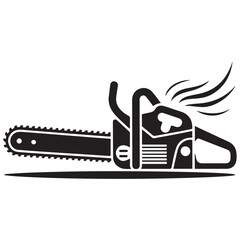 Chainsaw vector illustration, Chainsaw silhouette or vector icon with transparent. with white background