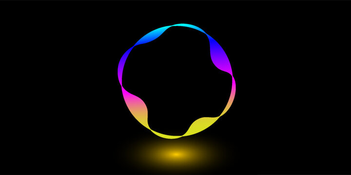 Beautifully shining colour wheel on black background.