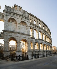 Ancient ruins of the Roman Amphitheatre, Istria peninsula. Pula, Croatia.
