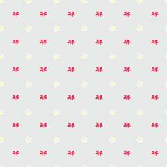 Seamless Pattern Featuring Red Bows and White Flowers on Light Background