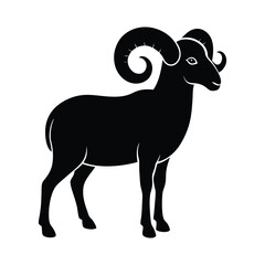 Bighorn Sheep Horned Vector Silhouette