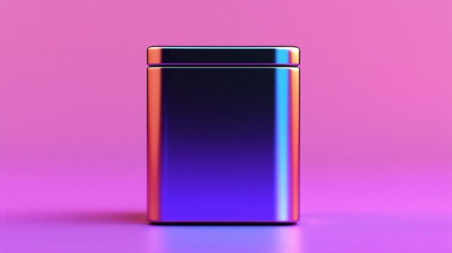 Isolated metallic container, enveloped by gradient illumination on a plain background