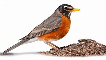 Obraz premium american robin isolated on transparent background cutout 
