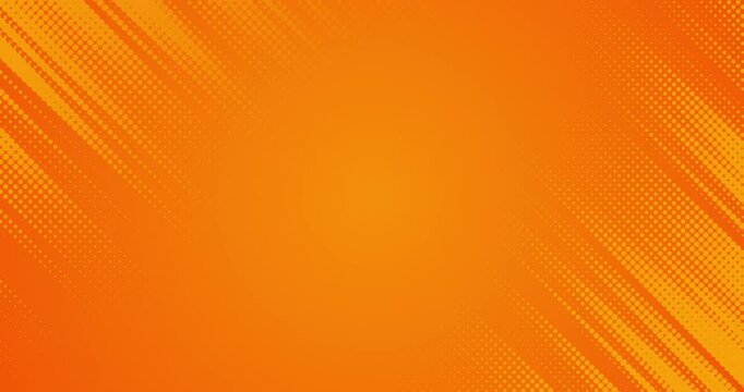 Orange light yellow animated pop art halftone pattern. Half tone pop art comic background. Dynamic animation diagonal speed lines. Hot summer sale backdrop Modern creative sport abstract Loop 4k Video - Powered by Adobe